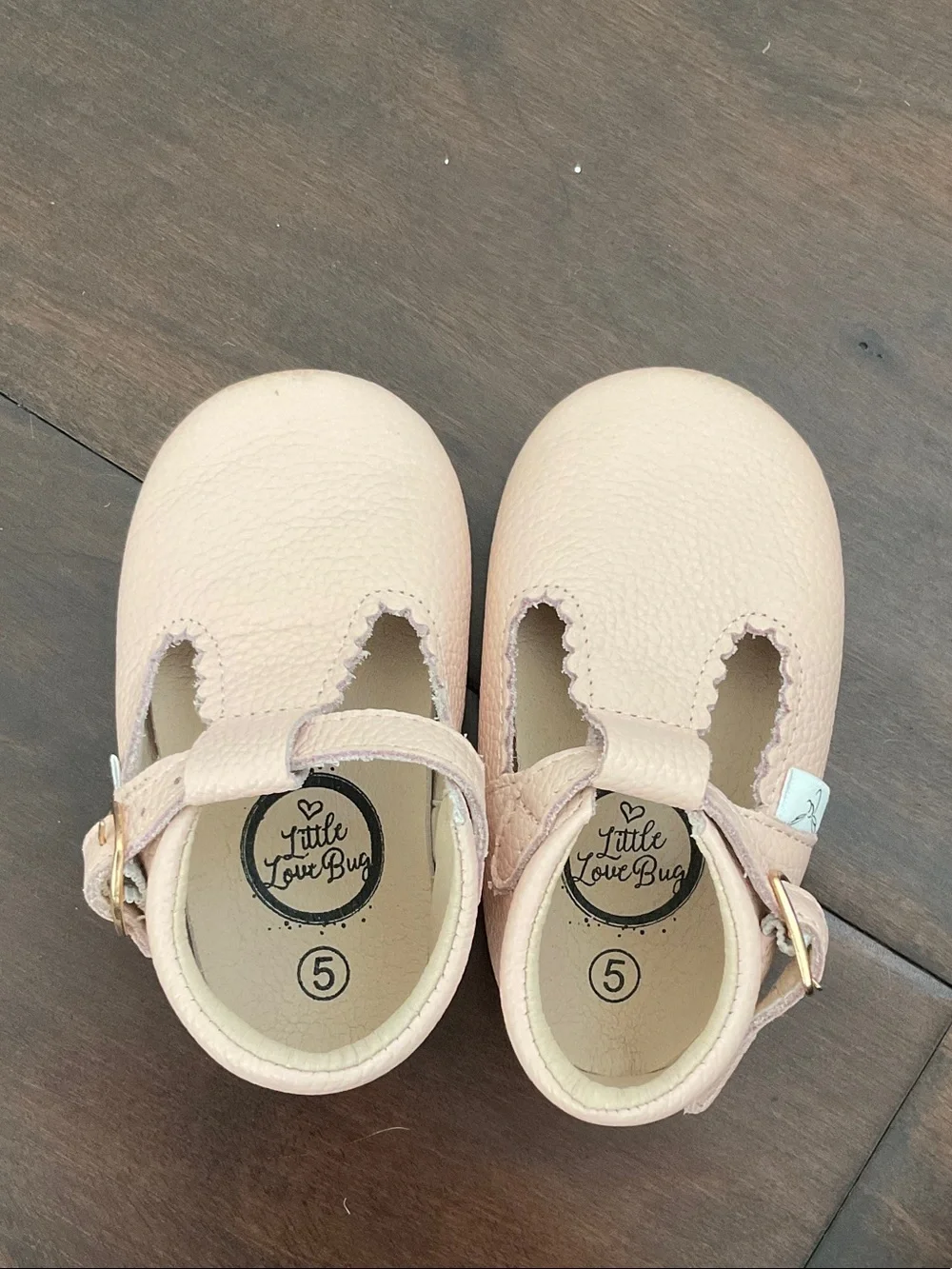 Baby T-Strap Mary Jane Shoes in Pale Pink
